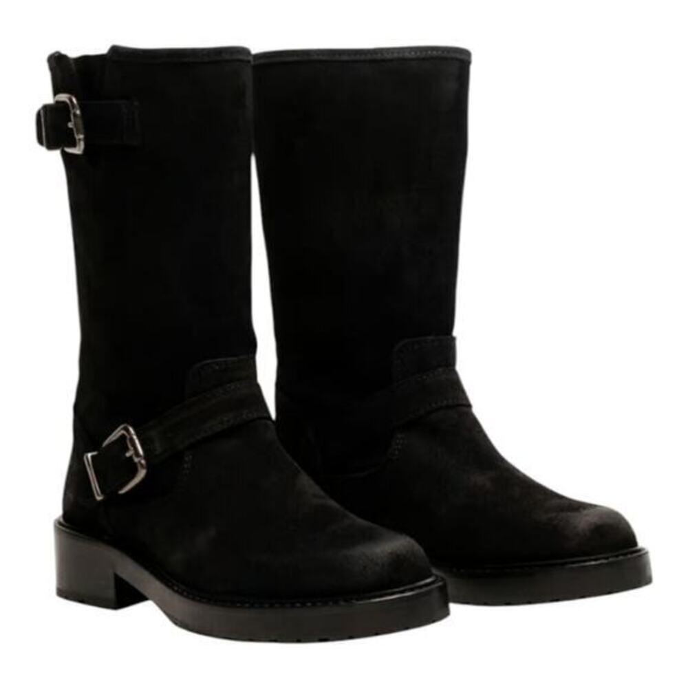 OSPREY LONDON Women's The Amethyst Black Suede Moto Boots Size‎ 7